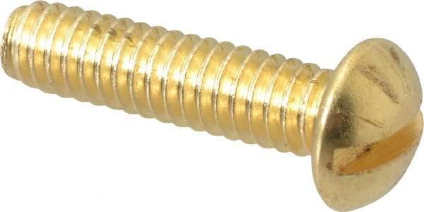 Value Collection - 1/4-20 UNC, 1" Length Under Head Slotted Drive Machine Screw - Round Head, Brass, Without Washer - Exact Tool & Supply