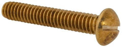 Value Collection - 1/4-20 UNC, 1-1/2" Length Under Head Slotted Drive Machine Screw - Round Head, Brass, Without Washer - Exact Tool & Supply