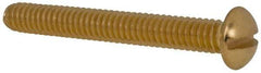 Value Collection - 1/4-20 UNC, 2" Length Under Head Slotted Drive Machine Screw - Round Head, Brass, Without Washer - Exact Tool & Supply