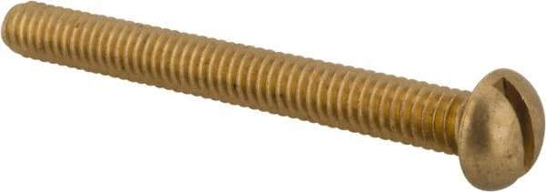 Value Collection - 1/4-20 UNC, 2-1/2" Length Under Head Slotted Drive Machine Screw - Round Head, Brass, Without Washer - Exact Tool & Supply