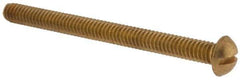 Value Collection - 1/4-20 UNC, 3" Length Under Head Slotted Drive Machine Screw - Round Head, Brass, Without Washer - Exact Tool & Supply