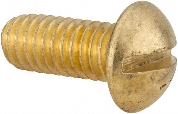 Value Collection - 5/16-18 UNC, 3/4" Length Under Head Slotted Drive Machine Screw - Round Head, Brass, Uncoated, Without Washer - Exact Tool & Supply