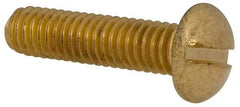 Made in USA - 5/16-18 UNC, 1-1/4" Length Under Head Slotted Drive Machine Screw - Round Head, Brass, Uncoated, Without Washer - Exact Tool & Supply