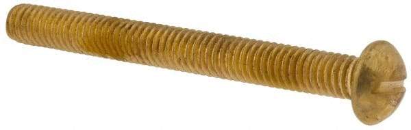 Made in USA - 5/16-18 UNC, 3" Length Under Head Slotted Drive Machine Screw - Round Head, Brass, Uncoated, Without Washer - Exact Tool & Supply