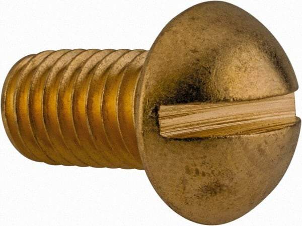 Value Collection - 3/8-16 UNC, 3/4" Length Under Head Slotted Drive Machine Screw - Round Head, Brass, Uncoated, Without Washer - Exact Tool & Supply