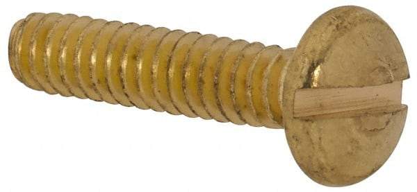 Made in USA - #4-40 UNC, 1/2" Length Under Head Slotted Drive Machine Screw - Binding Head, Brass, Uncoated, Without Washer - Exact Tool & Supply