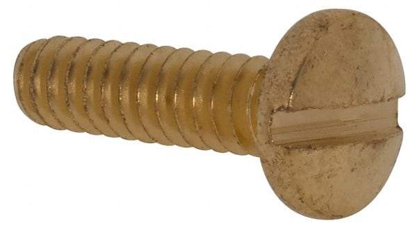 Value Collection - #6-32 UNC, 1/2" Length Under Head Slotted Drive Machine Screw - Binding Head, Brass, Uncoated, Without Washer - Exact Tool & Supply