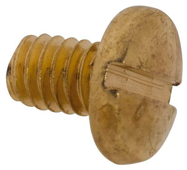 Made in USA - #8-32 UNC, 1/4" Length Under Head Slotted Drive Machine Screw - Binding Head, Brass, Uncoated, Without Washer - Exact Tool & Supply