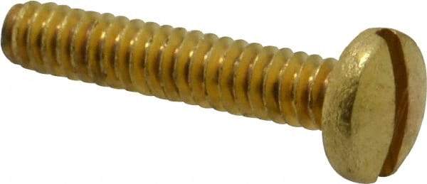 Value Collection - #10-24 UNC, 1" Length Under Head Slotted Drive Machine Screw - Binding Head, Brass, Uncoated, Without Washer - Exact Tool & Supply