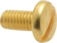 Value Collection - #10-32 UNF, 3/8" Length Under Head Slotted Drive Machine Screw - Binding Head, Brass, Uncoated, Without Washer - Exact Tool & Supply