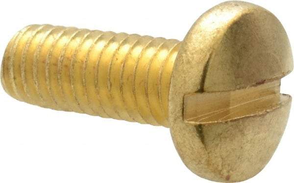 Value Collection - #10-32 UNF, 1/2" Length Under Head Slotted Drive Machine Screw - Binding Head, Brass, Uncoated, Without Washer - Exact Tool & Supply