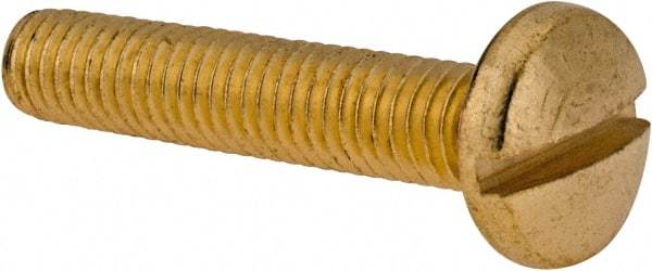 Value Collection - #10-32 UNF, 1" Length Under Head Slotted Drive Machine Screw - Binding Head, Brass, Uncoated, Without Washer - Exact Tool & Supply