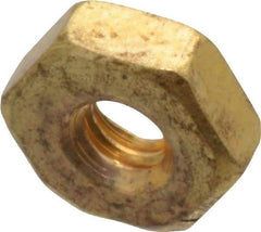 Value Collection - #4-40 UNC Brass Right Hand Machine Screw Hex Nut - 1/4" Across Flats, 3/32" High, Uncoated - Exact Tool & Supply