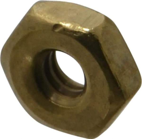 Value Collection - #6-32 UNC Brass Right Hand Machine Screw Hex Nut - 5/16" Across Flats, 7/64" High, Uncoated - Exact Tool & Supply