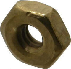 Value Collection - #6-32 UNC Brass Right Hand Machine Screw Hex Nut - 5/16" Across Flats, 7/64" High, Uncoated - Exact Tool & Supply