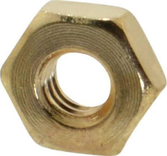 Value Collection - #8-32 UNC Brass Right Hand Machine Screw Hex Nut - 11/32" Across Flats, 1/8" High, Uncoated - Exact Tool & Supply