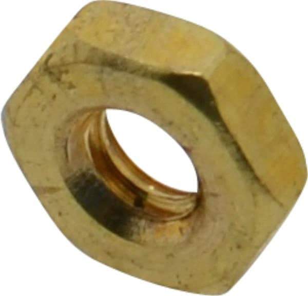 Value Collection - #10-24 UNC Brass Right Hand Machine Screw Hex Nut - 3/8" Across Flats, 1/8" High, Uncoated - Exact Tool & Supply