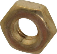 Value Collection - #10-32 UNF Brass Right Hand Machine Screw Hex Nut - 3/8" Across Flats, 1/8" High, Uncoated - Exact Tool & Supply