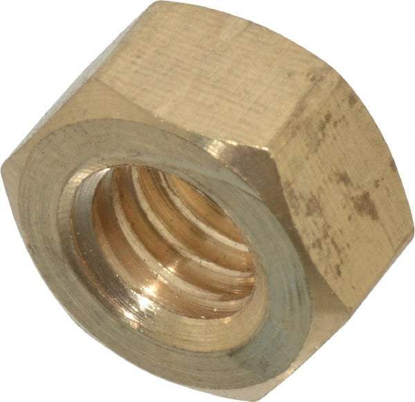 Value Collection - 5/16-18 UNC Brass Right Hand Hex Nut - 1/2" Across Flats, 17/64" High, Uncoated - Exact Tool & Supply
