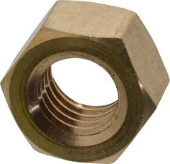 Value Collection - 1/2-13 UNC Brass Right Hand Hex Nut - 3/4" Across Flats, 7/16" High, Uncoated - Exact Tool & Supply
