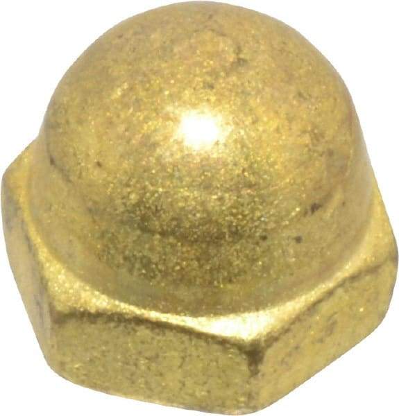 Value Collection - #6-32 UNC, 5/16" Width Across Flats, Uncoated, Brass Acorn Nut - 1/4" Overall Height - Exact Tool & Supply