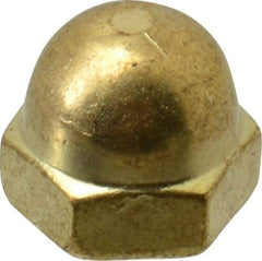 Value Collection - #8-32 UNC, 5/16" Width Across Flats, Uncoated, Brass Acorn Nut - 1/4" Overall Height - Exact Tool & Supply