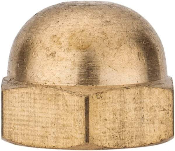 Value Collection - 3/8-16" UNC, 5/8" Width Across Flats, Uncoated, Brass Acorn Nut - 27/64" Overall Height - Exact Tool & Supply