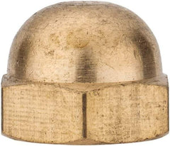 Value Collection - 3/8-16" UNC, 5/8" Width Across Flats, Uncoated, Brass Acorn Nut - 27/64" Overall Height - Exact Tool & Supply