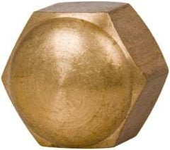 Value Collection - 1/2-13" UNC, 3/4" Width Across Flats, Uncoated, Brass Acorn Nut - 9/16" Overall Height - Exact Tool & Supply