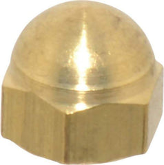 Value Collection - #10-32 UNF, 3/8" Width Across Flats, Uncoated, Brass Acorn Nut - 11/32" Overall Height - Exact Tool & Supply