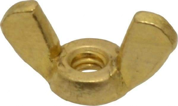 Value Collection - #8-32 UNC, Brass Standard Wing Nut - 0.91" Wing Span, 0.47" Wing Span - Exact Tool & Supply