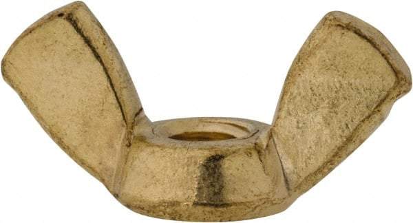 Value Collection - #10-24 UNC, Brass Standard Wing Nut - 0.91" Wing Span, 0.47" Wing Span - Exact Tool & Supply