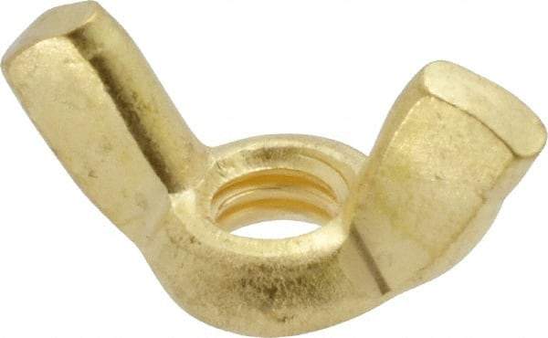 Value Collection - 1/4-20 UNC, Brass Standard Wing Nut - 1.1" Wing Span, 0.57" Wing Span - Exact Tool & Supply