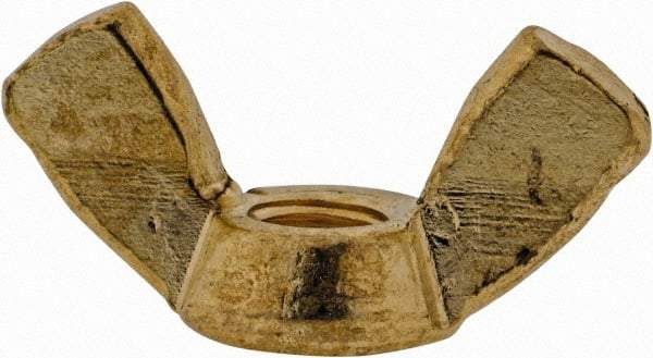 Value Collection - #10-32 UNF, Brass Standard Wing Nut - 0.91" Wing Span, 0.47" Wing Span - Exact Tool & Supply