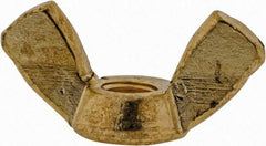 Value Collection - #10-32 UNF, Brass Standard Wing Nut - 0.91" Wing Span, 0.47" Wing Span - Exact Tool & Supply
