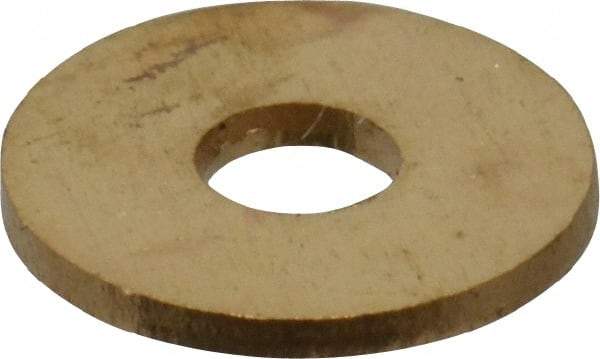 Value Collection - #4 Screw, Brass Standard Flat Washer - 0.12" ID x 1/4" OD, 0.025" Thick, Plain Finish - Exact Tool & Supply