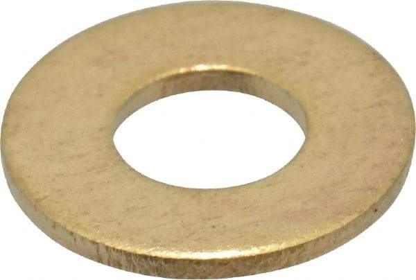 Value Collection - #8 Screw, Brass Standard Flat Washer - 0.172" ID x 3/8" OD, 0.032" Thick, Plain Finish - Exact Tool & Supply
