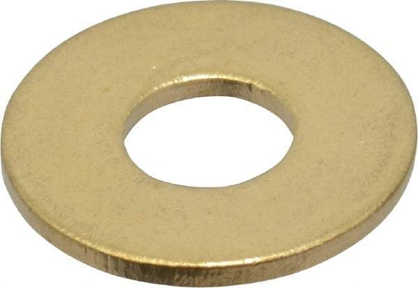 Value Collection - #10 Screw, Brass Standard Flat Washer - 0.2" ID x 1/2" OD, 0.04" Thick, Plain Finish - Exact Tool & Supply