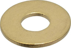 Value Collection - #10 Screw, Brass Standard Flat Washer - 0.2" ID x 1/2" OD, 0.04" Thick, Plain Finish - Exact Tool & Supply