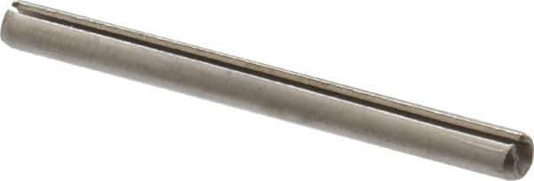 Made in USA - 3/32" Diam x 1-1/8" Long Slotted Spring Pin - Grade 420 Stainless Steel, Bright Finish - Exact Tool & Supply