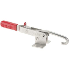 De-Sta-Co - 1,000 Lb Capacity, Horizontal, J Hook, Flanged Base, Stainless Steel Pull Action Latch Clamp - 6.13" Drawing Movement, 13.45" OAL, Straight Handle - Exact Tool & Supply