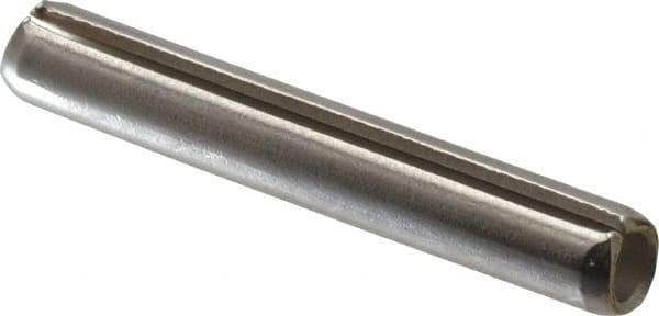 Made in USA - 3/16" Diam x 1-1/4" Long Slotted Spring Pin - Grade 420 Stainless Steel, Bright Finish - Exact Tool & Supply