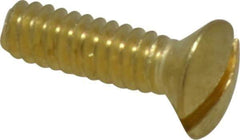 Value Collection - #6-32 UNC, 1/2" OAL Slotted Drive Machine Screw - Oval Head, Brass, Uncoated, Without Washer - Exact Tool & Supply