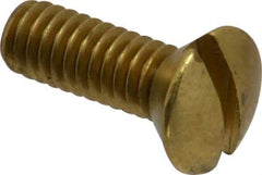 Value Collection - #8-32 UNC, 1/2" OAL Slotted Drive Machine Screw - Oval Head, Brass, Uncoated, Without Washer - Exact Tool & Supply