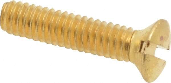 Value Collection - #8-32 UNC, 3/4" OAL Slotted Drive Machine Screw - Oval Head, Brass, Uncoated, Without Washer - Exact Tool & Supply