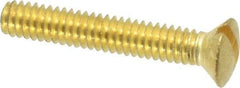 Value Collection - #8-32 UNC, 1" OAL Slotted Drive Machine Screw - Oval Head, Brass, Uncoated, Without Washer - Exact Tool & Supply