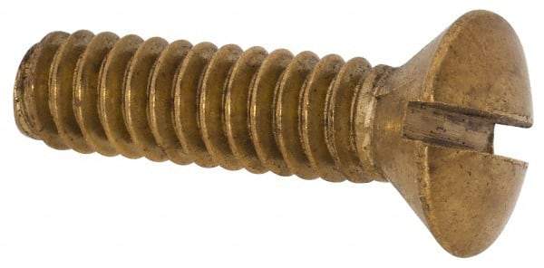 Value Collection - #10-24 UNC, 3/4" OAL Slotted Drive Machine Screw - Oval Head, Brass, Uncoated, Without Washer - Exact Tool & Supply