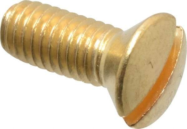 Value Collection - #10-32 UNF, 1/2" OAL Slotted Drive Machine Screw - Oval Head, Brass, Uncoated, Without Washer - Exact Tool & Supply