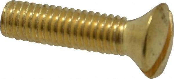 Value Collection - #10-32 UNF, 3/4" OAL Slotted Drive Machine Screw - Oval Head, Brass, Uncoated, Without Washer - Exact Tool & Supply