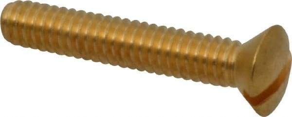 Value Collection - 1/4-20 UNC, 1-1/2" OAL Slotted Drive Machine Screw - Oval Head, Brass, Uncoated, Without Washer - Exact Tool & Supply